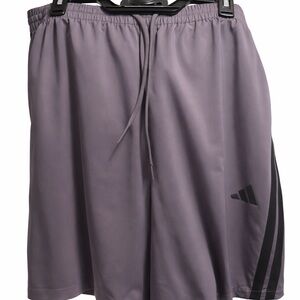Adidas 3 Stripe Athletic Shorts 2XL Gray Purple Drawstring NWT
